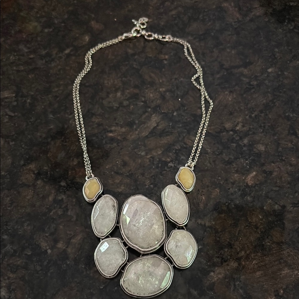 Lucky Brand Silver and Cream Statement Necklace